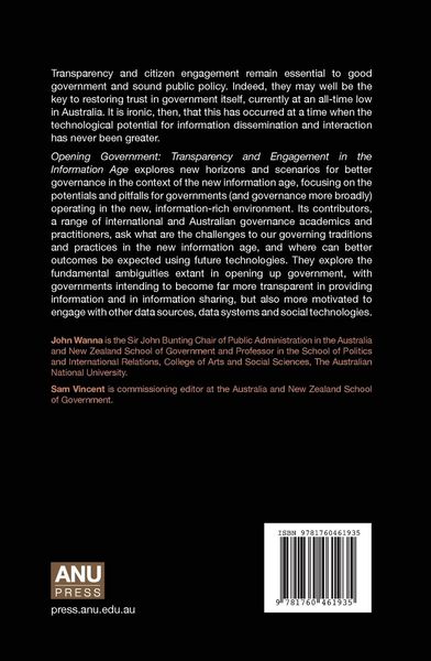 Produktbild: Opening Government: Transparency and Engagement in the Information Age