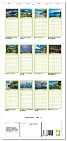 Produktbild: Familienplaner 2027 - Traumziele am Comer See mit 5 Spalten (Wandkalender, 21 x 45 cm) CALVENDO