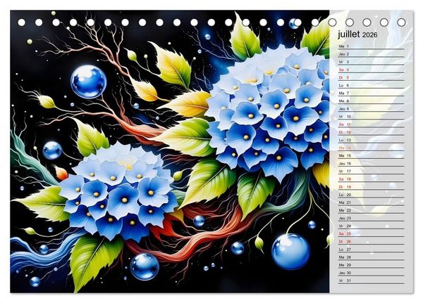 Produktbild: Fleurs de la nuit (Calendrier de bureau 2026 DIN A5 vertical), CALVENDO calendrier mensuel