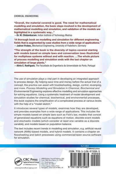 Produktbild: Process Modelling and Simulation in Chemical, Biochemical and Environmental Engineering
