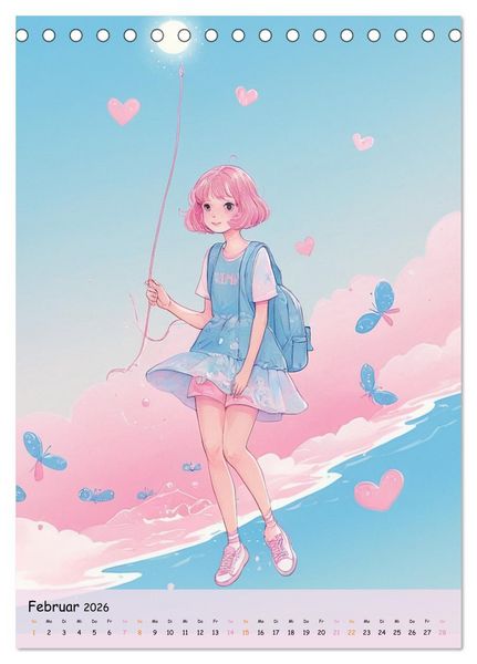 Produktbild: Tr&auml;ume eines jungen Herzens &ndash; Eine Manga-Reise zur Selbstfindung (Tischkalender 2026 DIN A5 hoch), CALVENDO Monatskalender