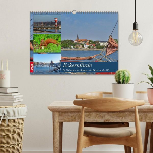 Produktbild: Eckernf&ouml;rde. Eichh&ouml;rnchen im Wappen - das Meer vor der T&uuml;r (Wandkalender 2026 DIN A3 quer), CALVENDO Monatskalender