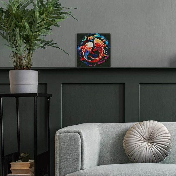 Produktbild: FiguredArt DP-SFA153-Y - Mini Diamond Painting, Bunte Koi-Karpfen, Leinwand-Keilrahmen (25x25cm), DIY Bastelset