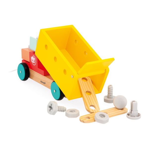 Produktbild: Holz-Ziehlaster mit Werkzeug & Schraubteilen &ndash; 2-in-1 Spiel ab 2 Jahren