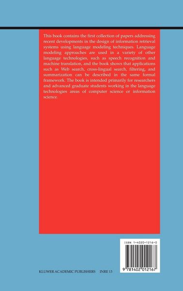 Produktbild: Language Modeling for Information Retrieval