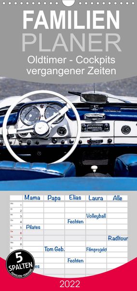 Produktbild: Familienplaner Oldtimer - Cockpits vergangener Zeiten (Wandkalender 2022 , 21 cm x 45 cm, hoch)