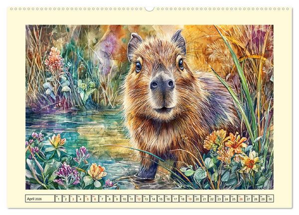 Produktbild: Wasserschweine. Bezaubernde Capybaras in der Natur (Wandkalender 2026 DIN A2 quer), CALVENDO Monatskalender