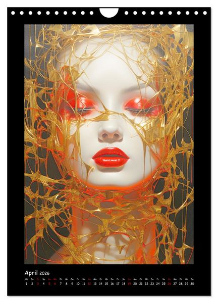 Produktbild: Goldene Portraits. Fusion von Kunst und &Auml;sthetik (Wandkalender 2026 DIN A4 hoch), CALVENDO Monatskalender