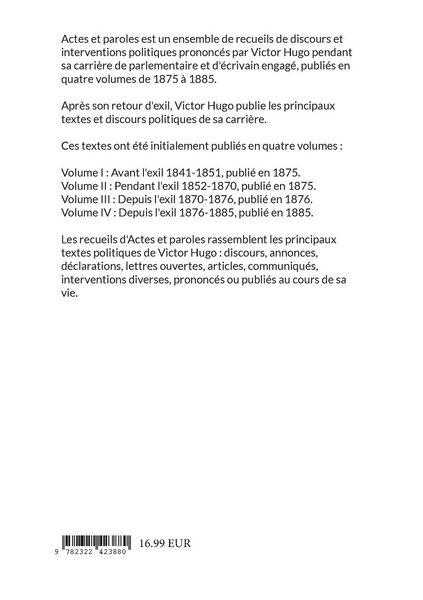 Produktbild: Actes Et Paroles