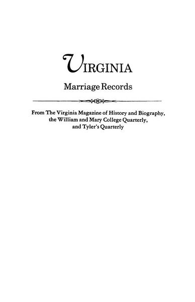 Produktbild: Virginia Marriage Records