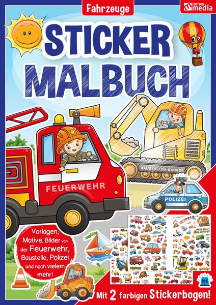 Produktbild: Sticker Malbuch - Feuerwehr, Baustelle, Fahrzeuge