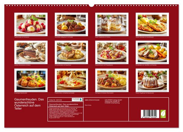 Produktbild: Gaumenfreuden. Das wundersch&ouml;ne &Ouml;sterreich auf dem Teller (hochwertiger Premium Wandkalender 2026 DIN A2 quer), Kunstdruck in Hochglanz
