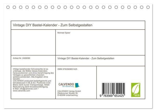 Produktbild: Vintage DIY Bastel-Kalender - Zum Selbstgestalten (Tischkalender 2027 DIN A5 quer), CALVENDO Monatskalender