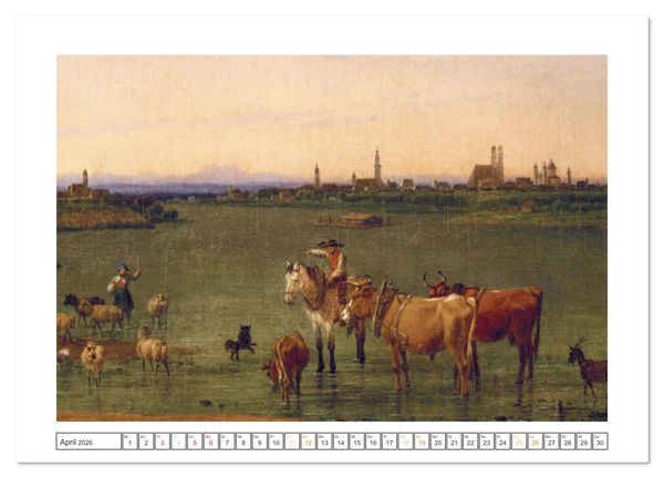 Produktbild: M&uuml;nchen: In alten Stichen und Zeichnungen (hochwertiger Premium Wandkalender 2026 DIN A2 quer), Kunstdruck in Hochglanz