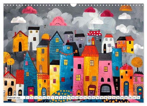 Produktbild: Stadt - Eine farbenfrohe Skyline (Wandkalender 2026 DIN A3 quer), CALVENDO Monatskalender