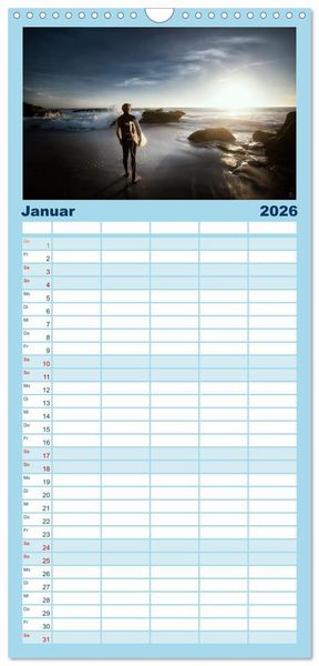 Produktbild: Familienplaner 2026 - Surfen - so cool mit 5 Spalten (Wandkalender, 21 x 45 cm) CALVENDO