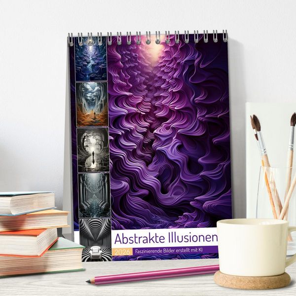 Produktbild: Abstrakte Illusionen (Tischkalender 2026 DIN A5 hoch), CALVENDO Monatskalender