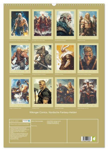 Produktbild: Wikinger Comics. Nordische Fantasy-Helden (Wandkalender 2026 DIN A2 hoch), CALVENDO Monatskalender
