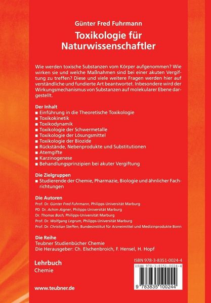 Produktbild: Toxikologie f&uuml;r Naturwissenschaftler