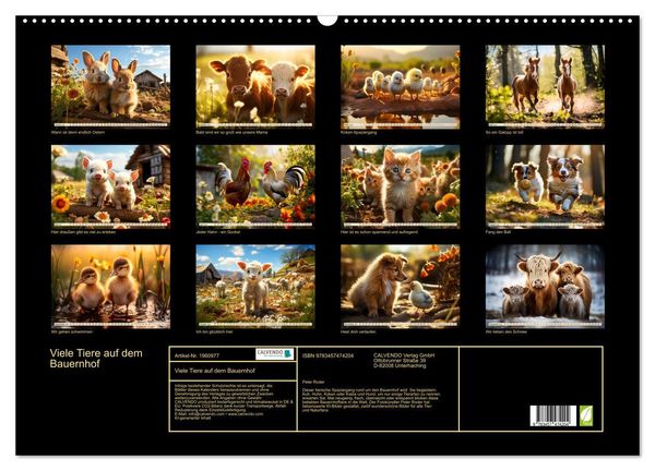 Produktbild: Viele Tiere auf dem Bauernhof (Wandkalender 2026 DIN A2 quer), CALVENDO Monatskalender
