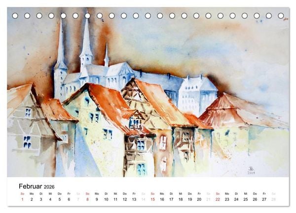 Produktbild: Aquarelle - quer durch Europa (Tischkalender 2026 DIN A5 quer), CALVENDO Monatskalender