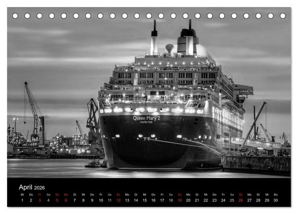 Produktbild: Hamburg monochrome Impressionen (Tischkalender 2026 DIN A5 quer), CALVENDO Monatskalender