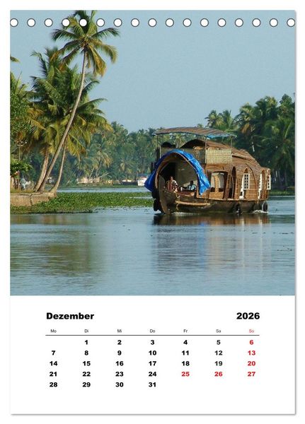Produktbild: In Kerala (Tischkalender 2026 DIN A5 hoch), CALVENDO Monatskalender