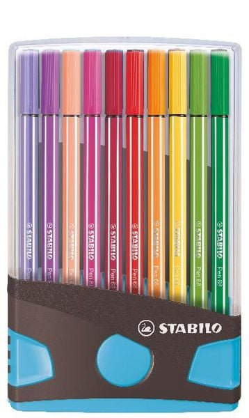 Produktbild: STABILO Premium-Filzstift -   Pen 68 Colorparade - 20er Tischset in anthrazit/hellblau - mit 20 verschiedenen Farben