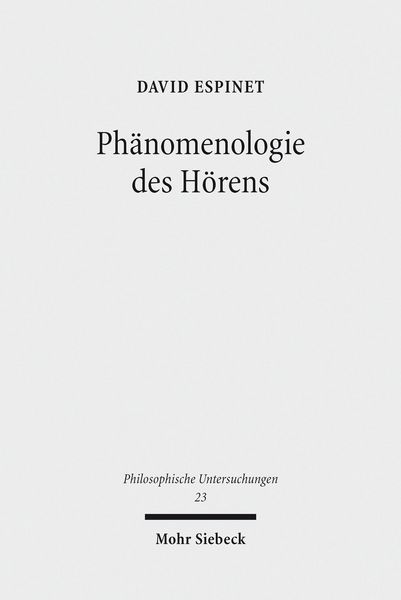 Produktbild: Ph&auml;nomenologie des H&ouml;rens