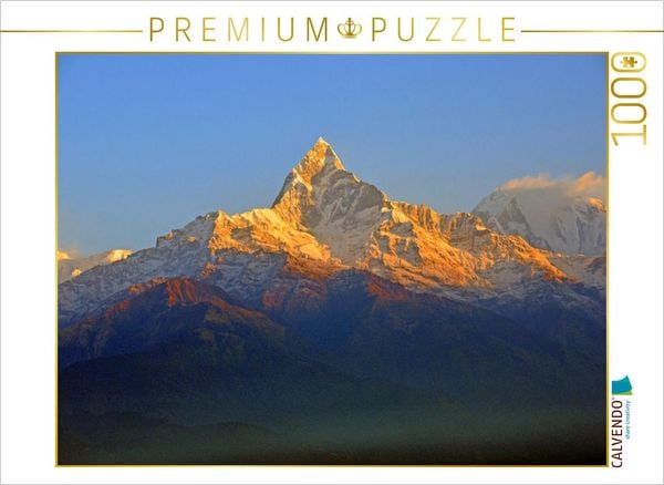 CALVENDO Puzzle Der beeindruckende Machhapuchhre (6993 m) am frühen Morgen vom Aussichtspunkt Sarangkot | 1000 Teile Lege-Größe 64x48cm Foto-Puzzle für glückliche Stunden