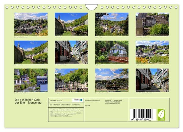 Produktbild: Die sch&ouml;nsten Orte der Eifel - Monschau (Wandkalender 2026 DIN A4 quer), CALVENDO Monatskalender