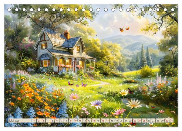 Produktbild: Kleine Cottages - Romantische Fantasieh&auml;uschen (Tischkalender 2026 DIN A5 quer), CALVENDO Monatskalender