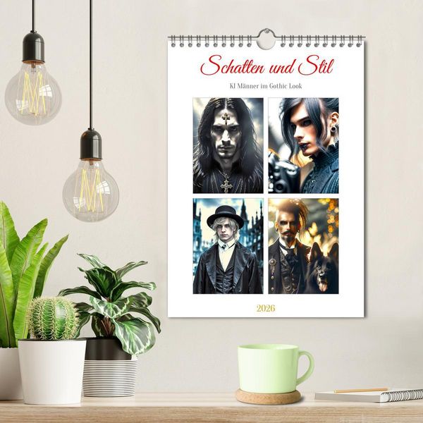 Produktbild: Schatten und Stil - KI M&auml;nner im Gothic Stil (Wandkalender 2026 DIN A4 hoch), CALVENDO Monatskalender