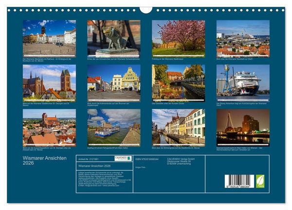 Produktbild: Wismarer Ansichten 2026 (Wandkalender 2026 DIN A3 quer), CALVENDO Monatskalender