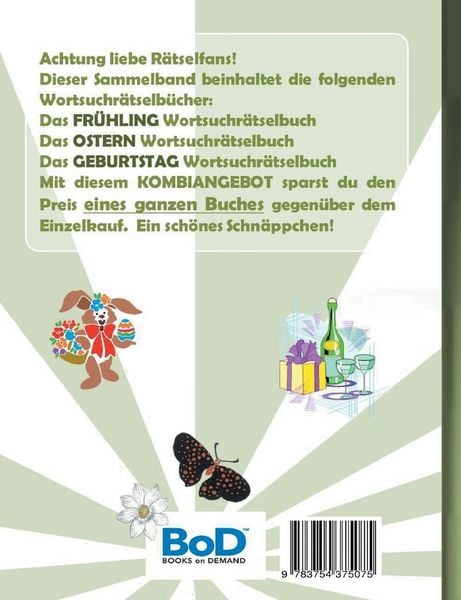 Produktbild: Wortsuchr&auml;tsel 3 in 1 Sammelband Fr&uuml;hling, Ostern und Geburtstag
