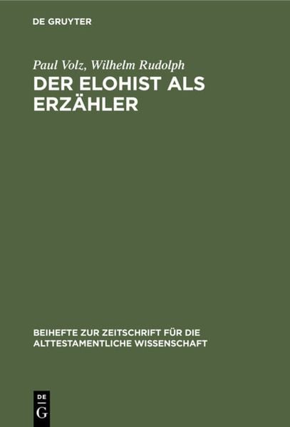 Produktbild: Der Elohist als Erz&auml;hler
