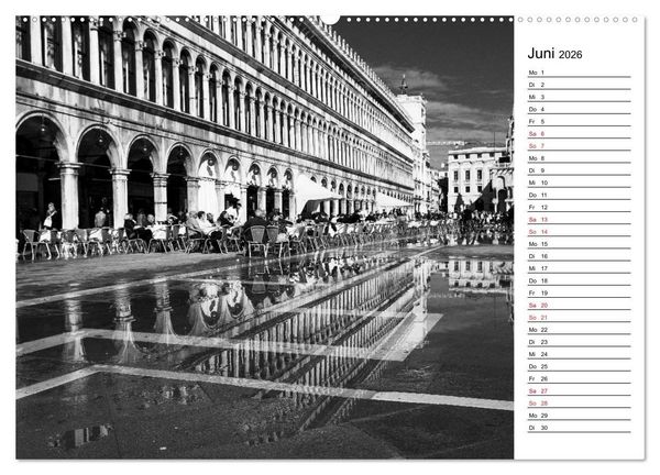 Produktbild: Venedig schwarz-wei&szlig; (Wandkalender 2026 DIN A2 quer), CALVENDO Monatskalender