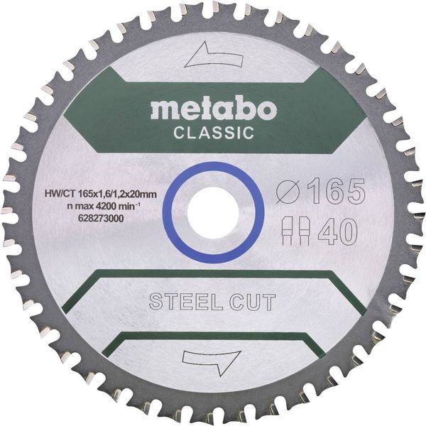 Produktbild: Metabo steel cut/sandwich panel - classic 628273000 Kreiss&auml;geblatt 165 x 20 x 1.6 mm Z&auml;hneanzahl: 40 1 St.