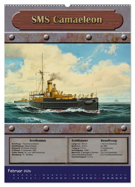 Produktbild: Die kaiserliche Marine 1871 - 1918 (Wandkalender 2026 DIN A2 hoch), CALVENDO Monatskalender