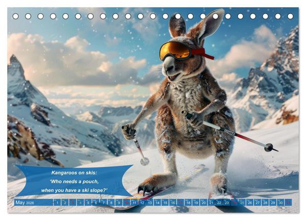 Produktbild: Funny charming animals as skiers (Desk Calendar 2026 DIN A5 landscape), CALVENDO 12 Month DeskCalendar