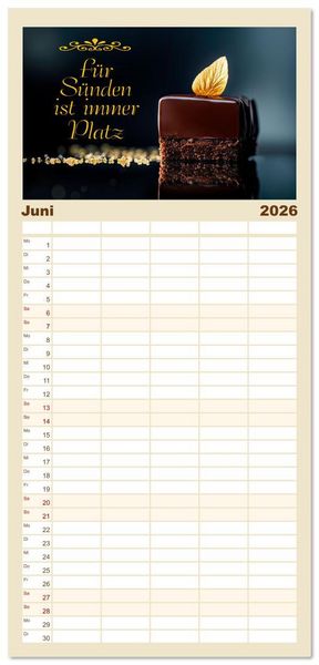 Produktbild: Familienplaner 2026 - Dessert - Liebe auf den ersten Biss mit 5 Spalten (Wandkalender, 21 x 45 cm) CALVENDO