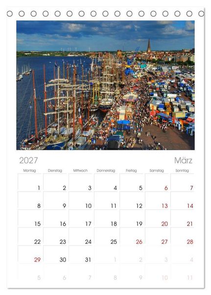 Produktbild: Tischplaner 2027 - Hanse Sail - Rostock. Du bist so sch&ouml;n (A5 Tischkalender zum Aufstellen) CALVENDO