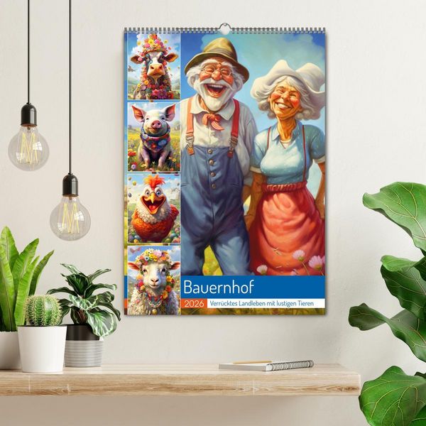 Produktbild: Bauernhof. Verr&uuml;cktes Landleben mit lustigen Tieren (Wandkalender 2026 DIN A2 hoch), CALVENDO Monatskalender