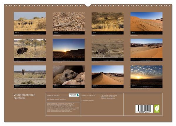 Produktbild: Wundersch&ouml;nes Namibia (hochwertiger Premium Wandkalender 2027 DIN A2 quer), Kunstdruck in Hochglanz