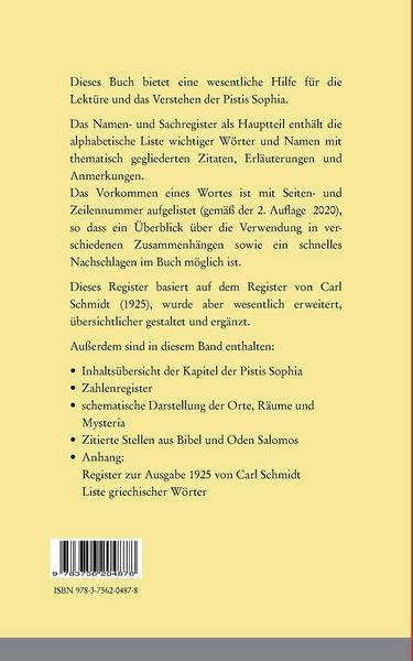 Produktbild: Register zur Pistis Sophia