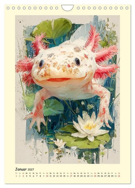 Produktbild: Axolotl im Licht. Lurche zwischen Bl&uuml;ten, Pflanzen und Fantasie (Wandkalender 2027 DIN A4 hoch), CALVENDO Monatskalender
