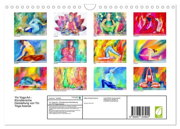 Produktbild: Yin Yoga Art - K&uuml;nstlerische Darstellung von Yin Yoga Asanas (Wandkalender 2026 DIN A4 quer), CALVENDO Monatskalender