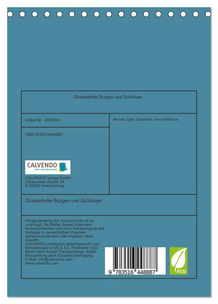 Produktbild: D&uuml;sseldorfer Burgen und Schl&ouml;sser (Tischkalender 2026 DIN A5 hoch), CALVENDO Monatskalender