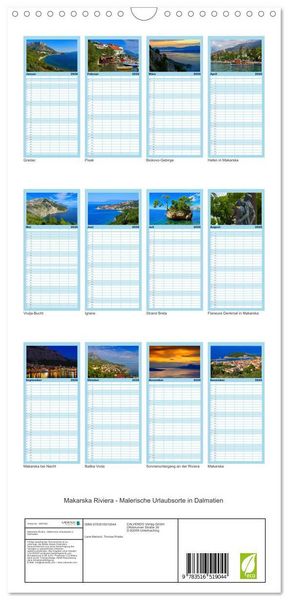Produktbild: Familienplaner 2026 - Makarska Riviera - Malerische Urlaubsorte in Dalmatien mit 5 Spalten (Wandkalender, 21 x 45 cm) CALVENDO