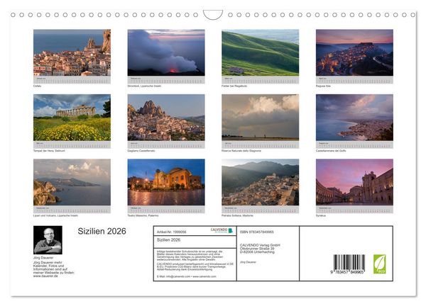 Produktbild: Sizilien 2026 (Wandkalender 2026 DIN A3 quer), CALVENDO Monatskalender